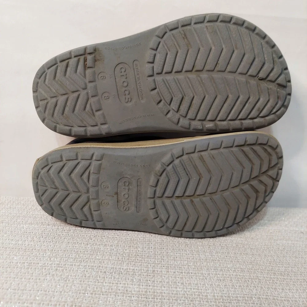 Crocs‎ Crocband Clogs Charcoal Grey Khaki Blue Mens 6 Womens 8 11989